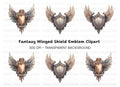 Two Winged Shields Clipart Bundle