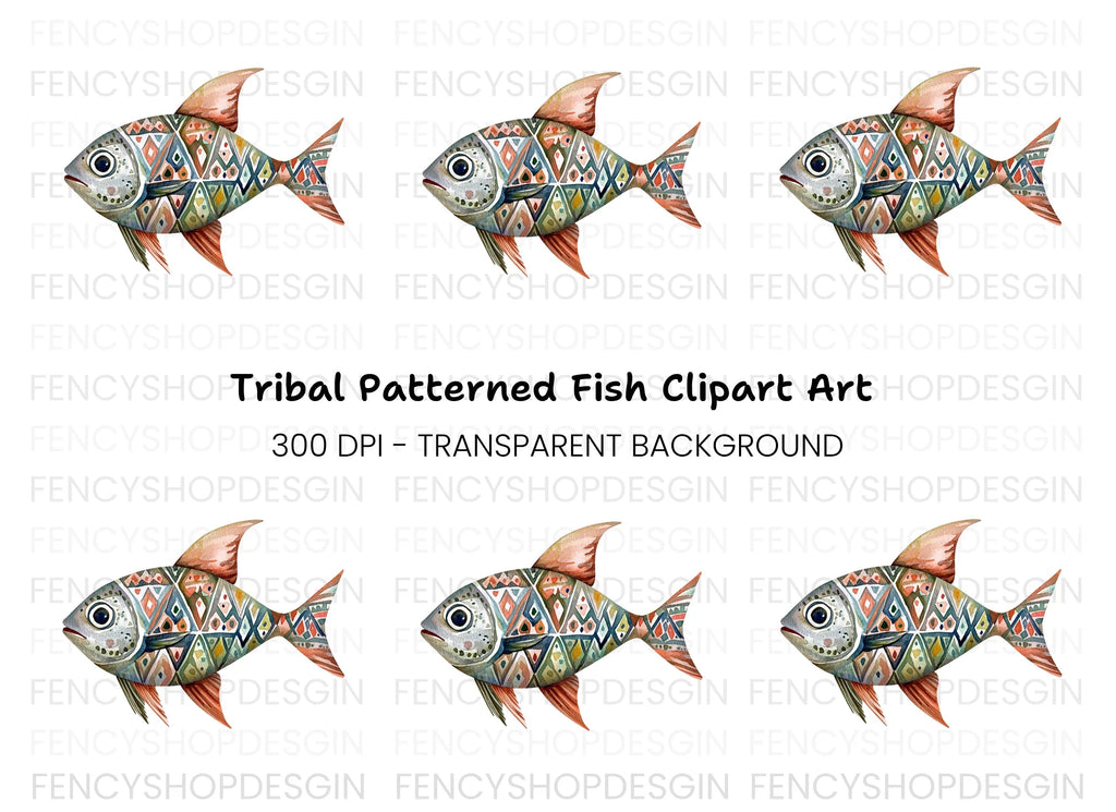 Geometric Patterned Fish Clipart Bundle