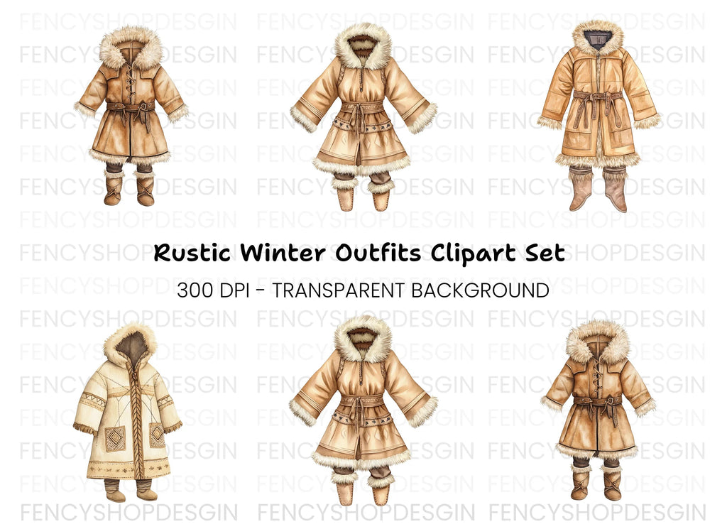 Eskimo Winter Outfit Clipart Bundle