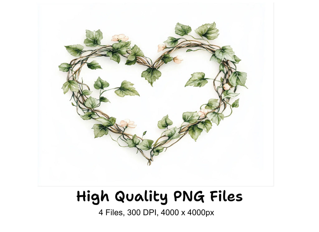 Floral Vine Heart Wreaths Clipart Bundle