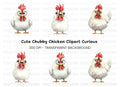 Funny Cartoon Chicken Faces Clipart Bundle