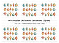 Vintage Christmas Ornaments Clipart Bundle