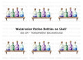 Potion Bottles on Wooden Shelf Clipart Bundle