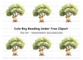 Boy Reading Under Tree Clipart Bundle