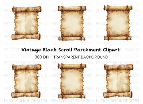 Aged Parchment Scroll Clipart Bundle