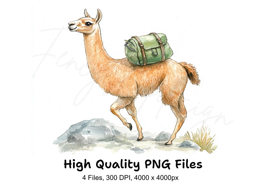 Llama Hiking Adventure Clipart Bundle