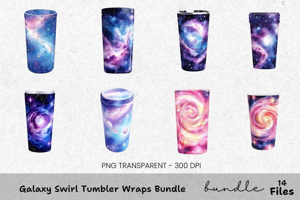 Galaxy Swirl Tumbler Clipart Bundle