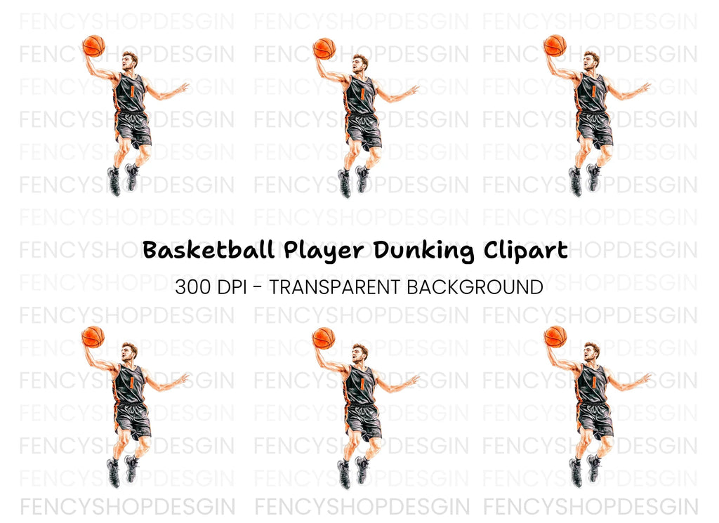 Basketball Player Slam Dunk Clipart Bundle