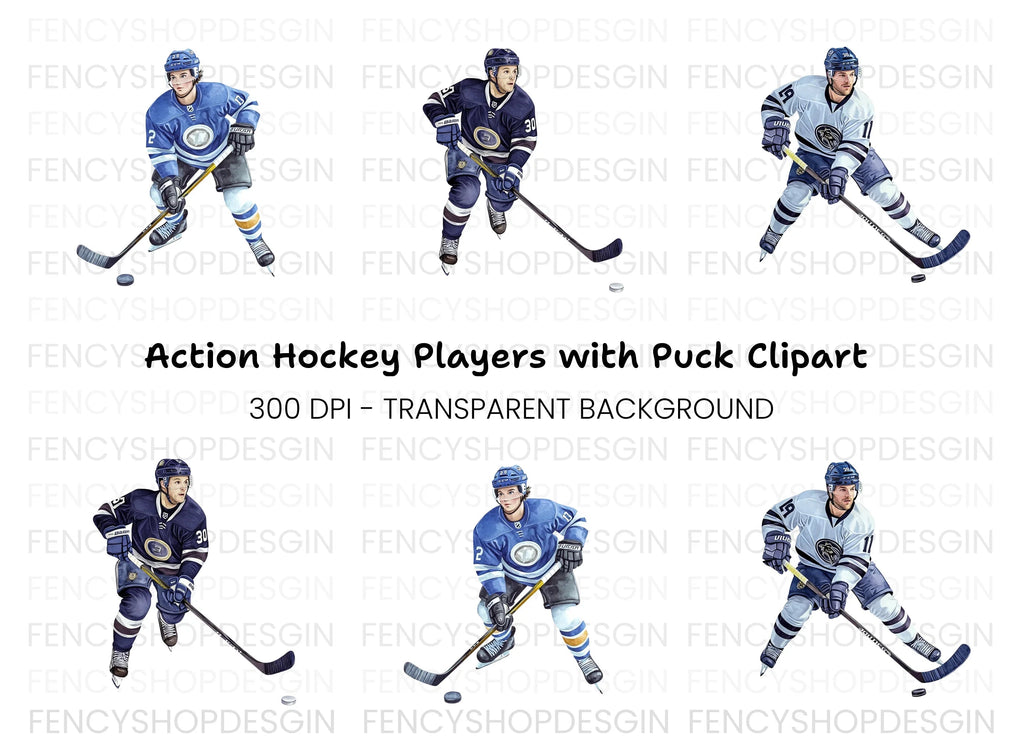 Ice Hockey Action Figures Clipart Bundle