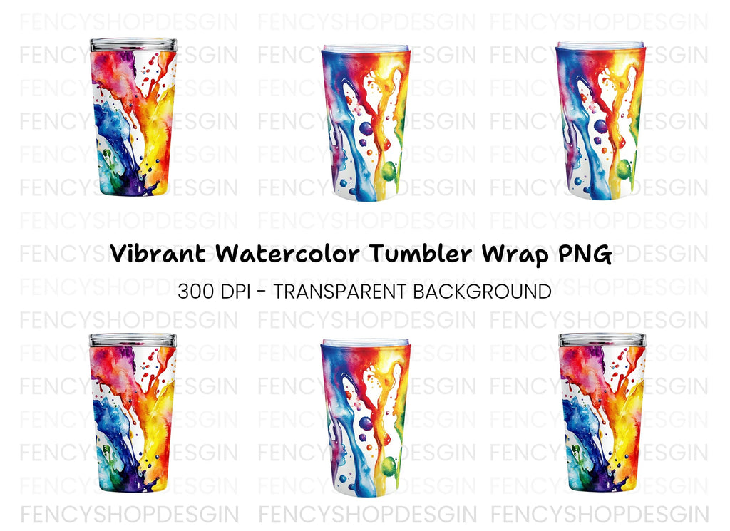 Rainbow Paint Splash Tumbler Clipart Bundle