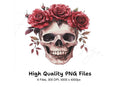 Red Rose Skull Clipart Bundle