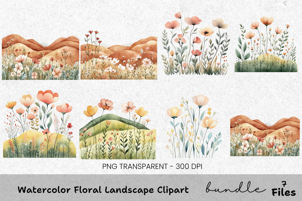 Floral Landscape Clipart Bundle
