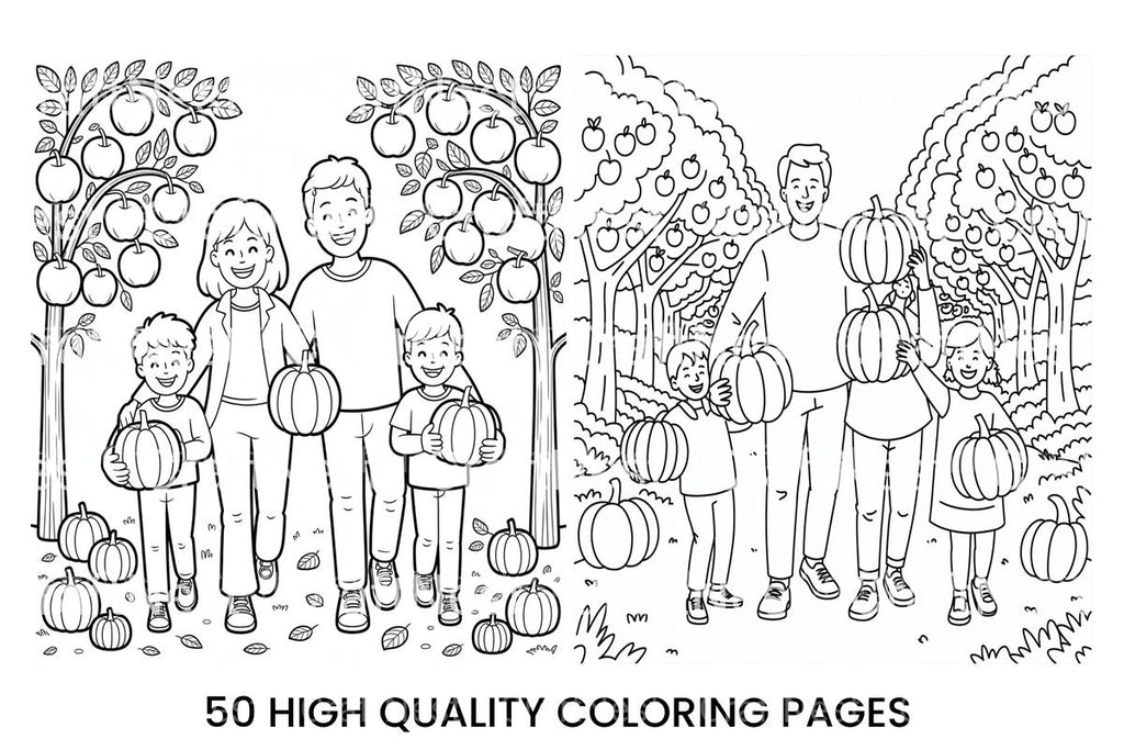 Kids Baking Pumpkin Pies Coloring Books