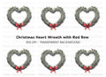 Heart Shaped Christmas Wreath Clipart Bundle