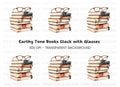 Stack of Books with Reading Glasses Clipart Bundle