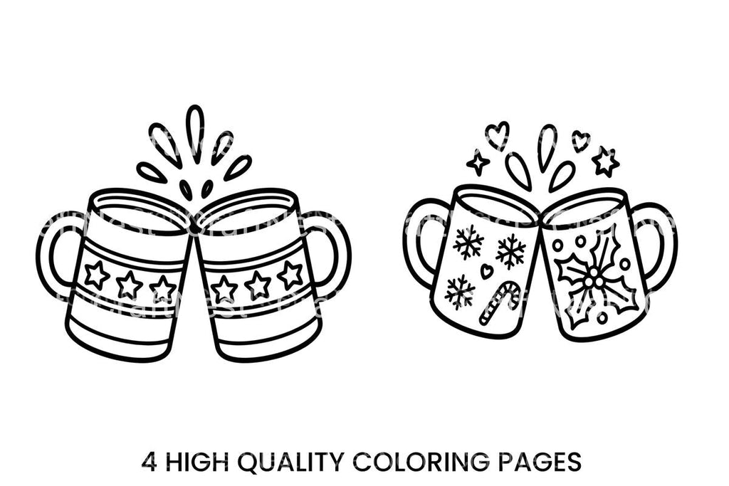 Christmas Mugs Cheers Coloring Books