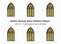 Gothic Stained Glass Window Clipart Bundle