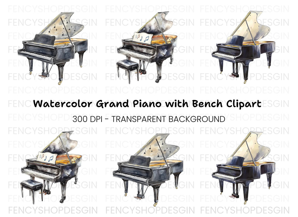 Grand Piano Clipart Bundle