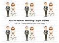 Winter Wedding Couple Clipart Bundle