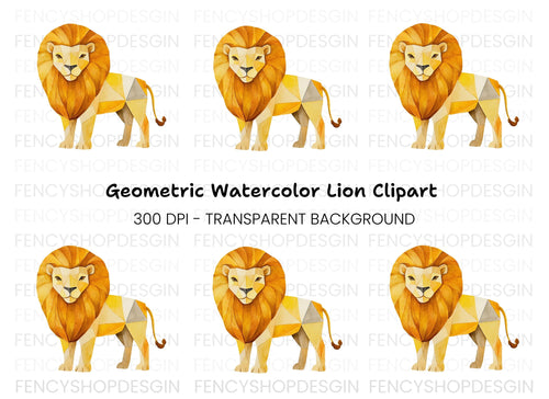 Abstract Polygonal Lion Clipart Bundle