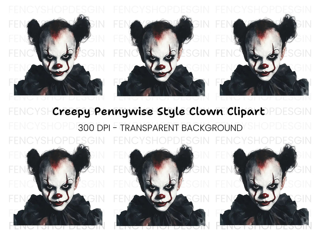 Creepy Clown Halloween Clipart Bundle