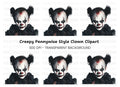 Creepy Clown Halloween Clipart Bundle