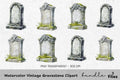 Vintage Gravestone Clipart Bundle