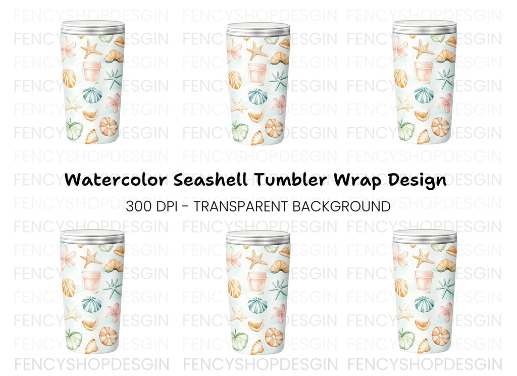 Seashells and Starfish Tumbler Clipart Bundle