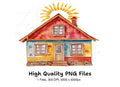 Colorful House with Sun Clipart Bundle