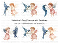 Cute Cherubs with Birds and Scrolls Clipart Bundle