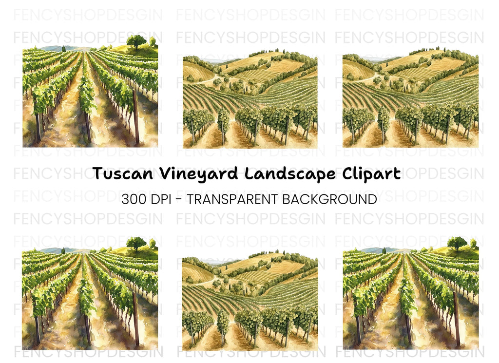 Vineyard Landscape Clipart Bundle