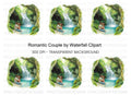 Romantic Couple Jungle Waterfall Clipart Bundle