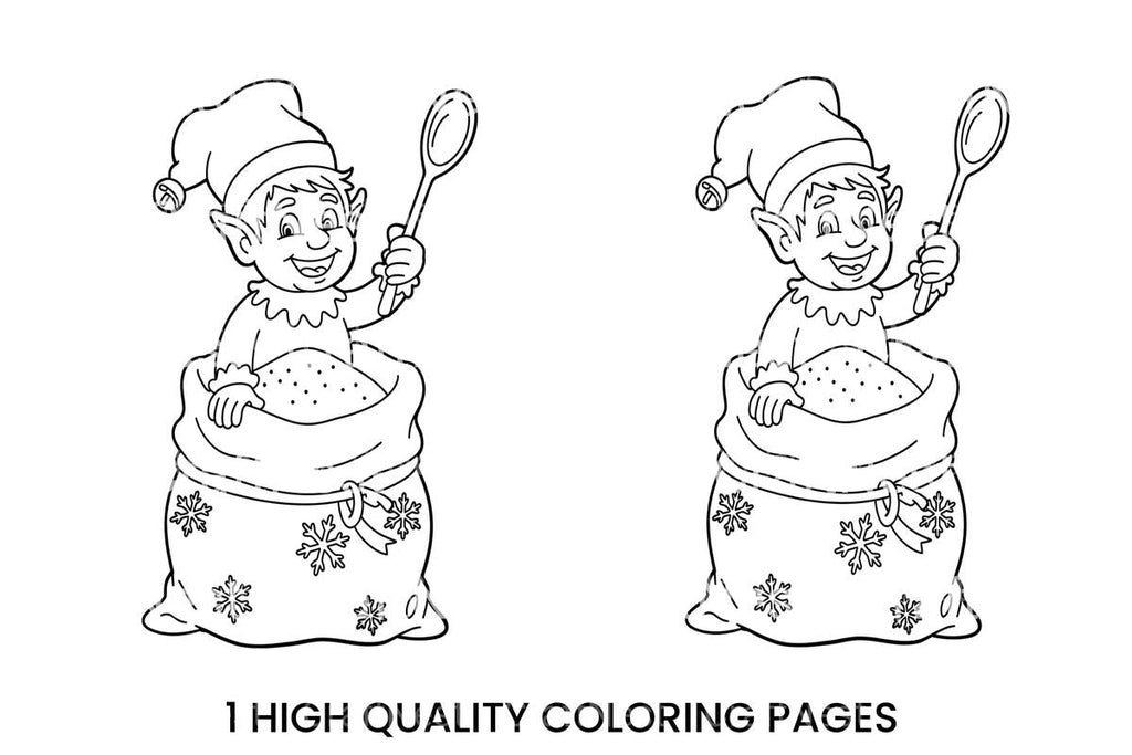 Christmas Elf in Sack Coloring Books