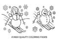 Happy Snowmen Skiing Coloring Books