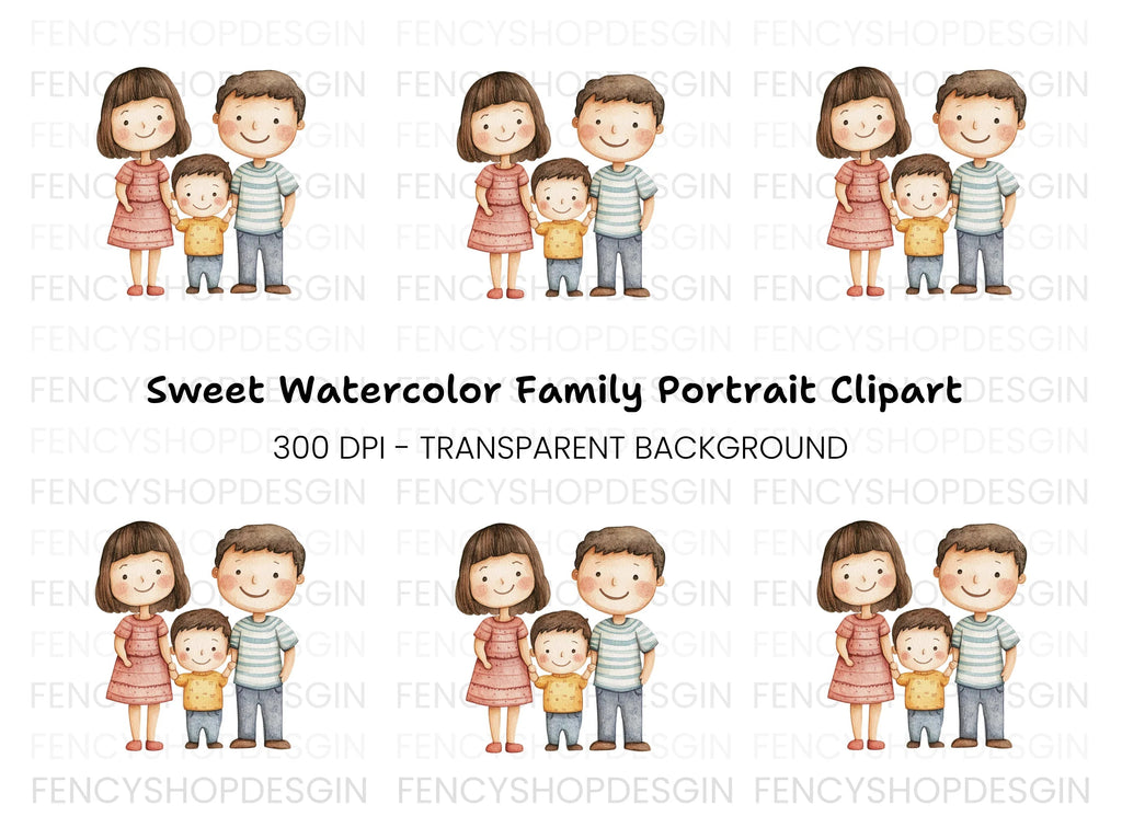 Happy Family Illustration Clipart Bundle