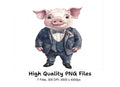 Cute Pig in Suit Clipart Bundle