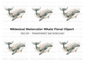 Whale with Flowers Clipart Bundle