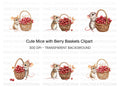 Cute Mice with Berry Baskets Clipart Bundle