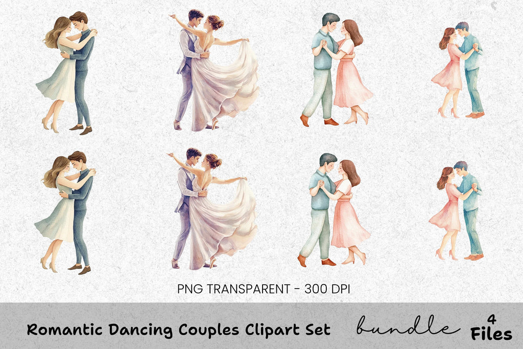 Romantic Dancing Couples Clipart Bundle