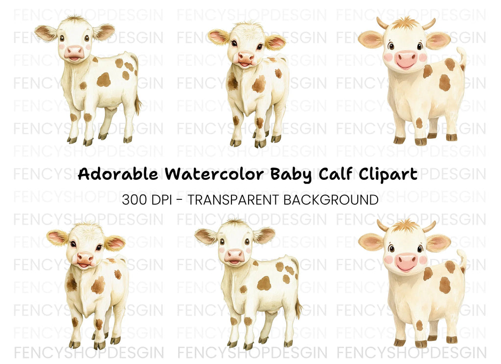 Cute Baby Calf Clipart Bundle