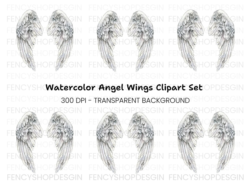 Elegant White Angel Wings Clipart Bundle