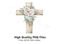 Floral Wooden Crosses Clipart Bundle
