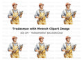 Skilled Worker with Wrench Clipart Bundle