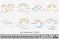 Soft Pastel Rainbow Clouds Clipart Bundle