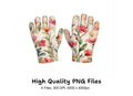 Floral Gardening Gloves Clipart Bundle