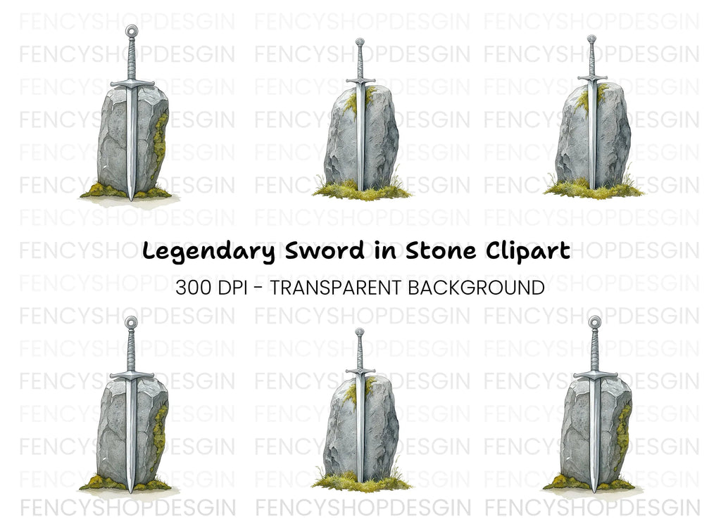 Excalibur Sword in Stone Clipart Bundle
