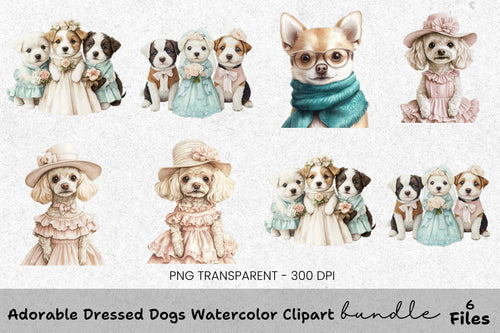 Adorable Dressed Dogs Clipart Bundle