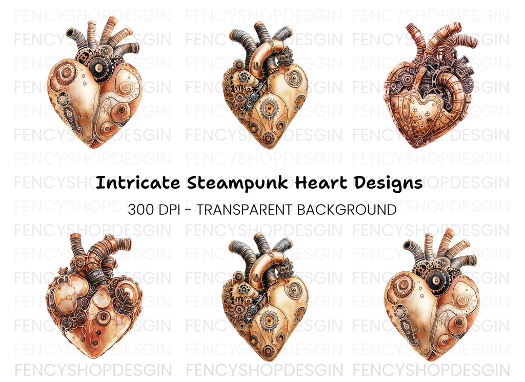 Steampunk Hearts Clipart Bundle