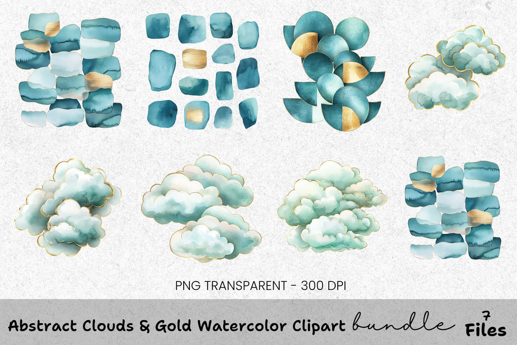 Abstract Gold Clouds Clipart Bundle