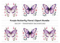 Purple Butterfly and Floral Clipart Bundle
